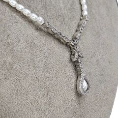 Gümüş Kolye uçlu Abiyeye uygun İnci Kolye