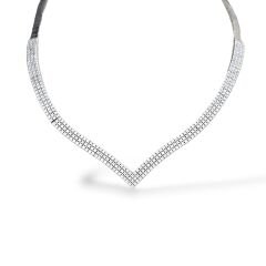 V Yaka Kadın Abiye Gümüş Kolye