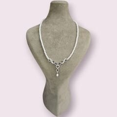 Gümüş Kolye Uçlu Abiyeye Uygun İnci Kolye