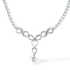 Gümüş Kolye Uçlu Abiyeye Uygun İnci Kolye