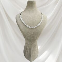 Zirkon Taşlı Şık Abiye Kadın Gümüş Kolye