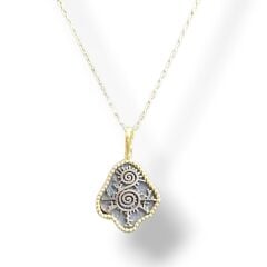 Figürlü Çift Renk Gümüş Kolye