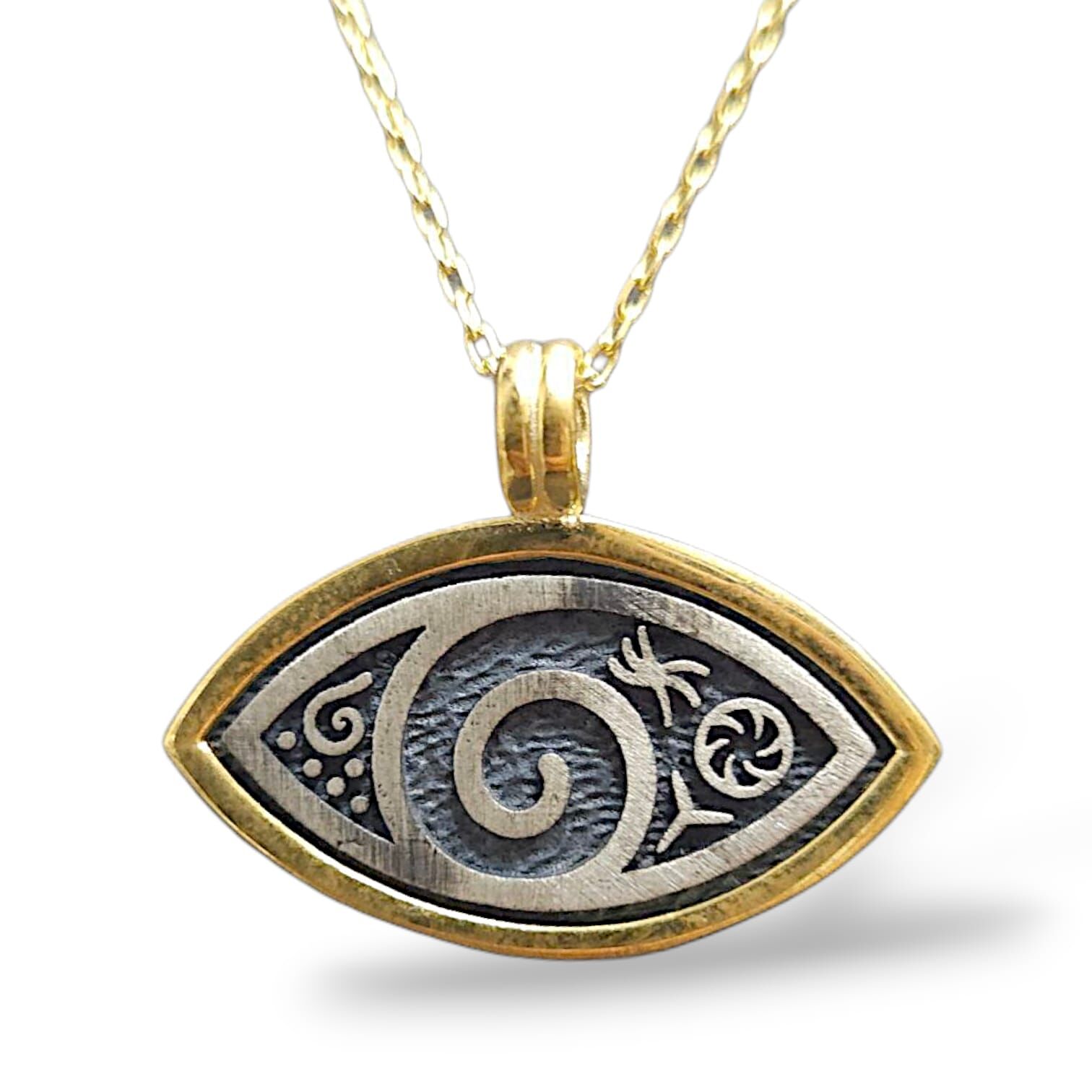 Göz Model Gold Kaplama Gümüş Kolye