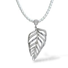 Yaprak Model Gümüş Kolye Uçlu- İnci Kolye