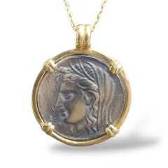 Antik Yunan Model 14K Altın Kaplama Gümüş Kolye