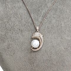 Balina Gümüş Kolye Uçlu - İnci Kolye
