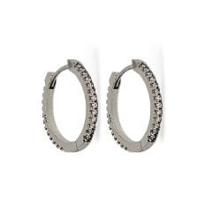 Zirkon Taşlı Kadın Gümüş İnce Halka Küpe