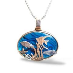 Okyanus Sedefi Doğal Taş Gümüş Kolye