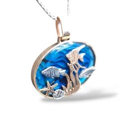 Okyanus Sedefi Doğal Taş Gümüş Kolye