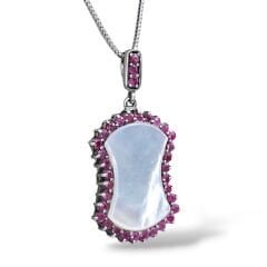 Yakut Taşlı Sedef Gümüş Kolye