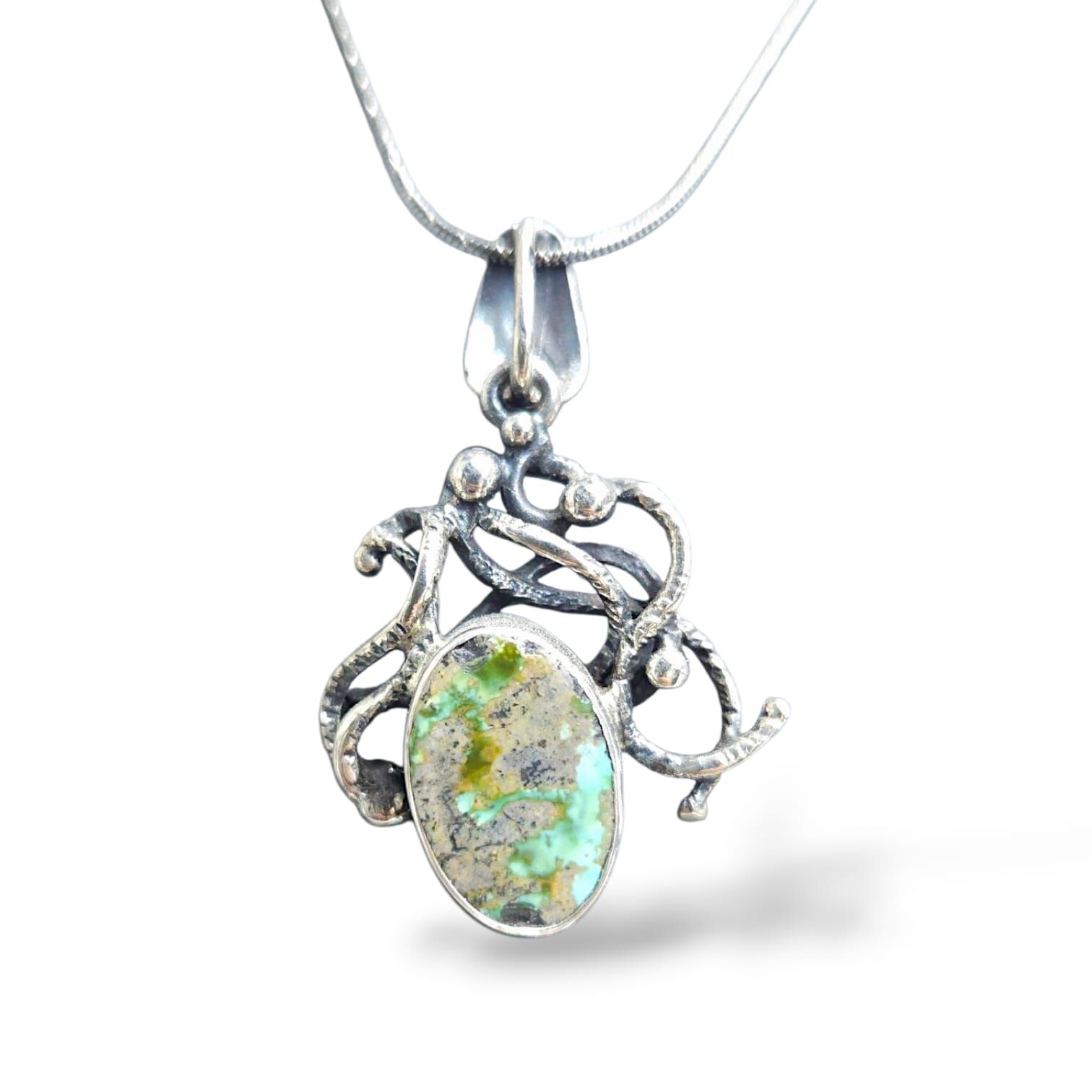 Firuze Tasarım Doğal Taş Gümüş Kolye