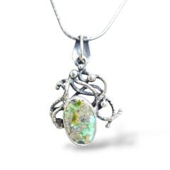 Firuze Tasarım Doğal Taş Gümüş Kolye