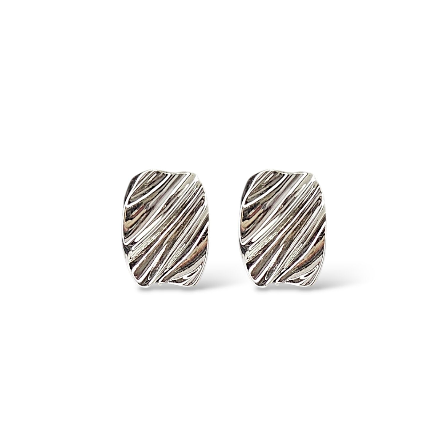 Dalgalı Parlak Gümüş Kadın Gümüş Küpe