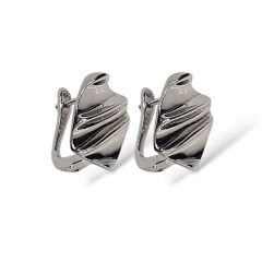 Dalgalı Parlak Gümüş Kadın Gümüş Küpe