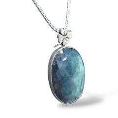 Labradorit Doğal Taş Gümüş Kolye