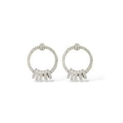 Zirkon Taşlı Kadın Gümüş Halka Küpe