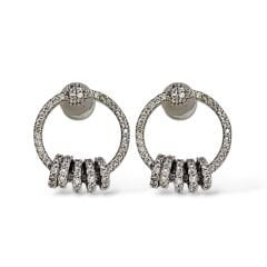 Zirkon Taşlı Kadın Gümüş Halka Küpe