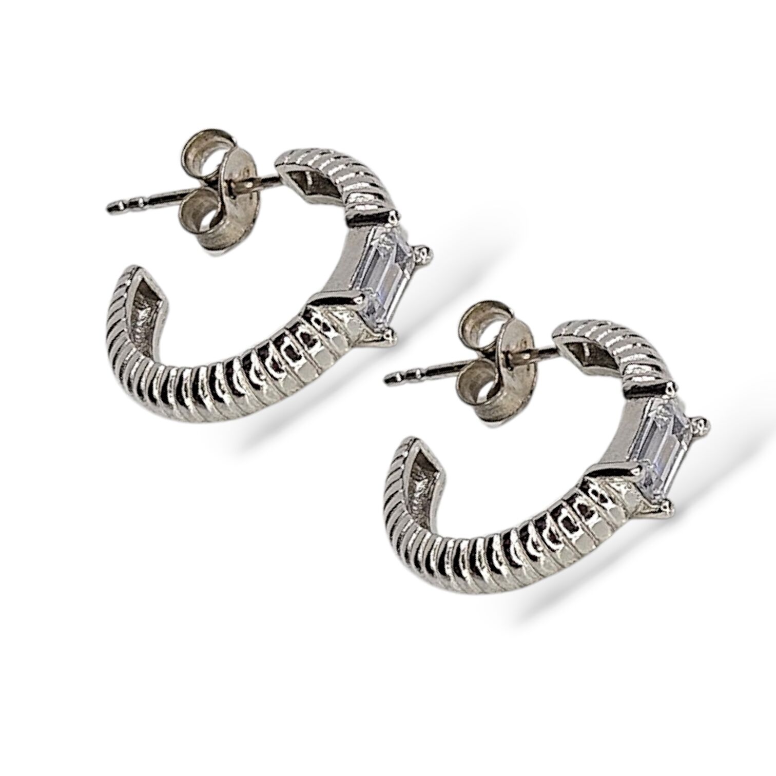 Baget Kesim Kadın Gümüş Halka Küpe