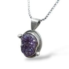 Ametist Doğal Taş Gümüş Kolye