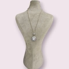 Zirkon Taşlı Daire Form Elmas Model Gümüş Kolye