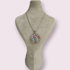 Büyük Boy Daire Form Otantik Kolye