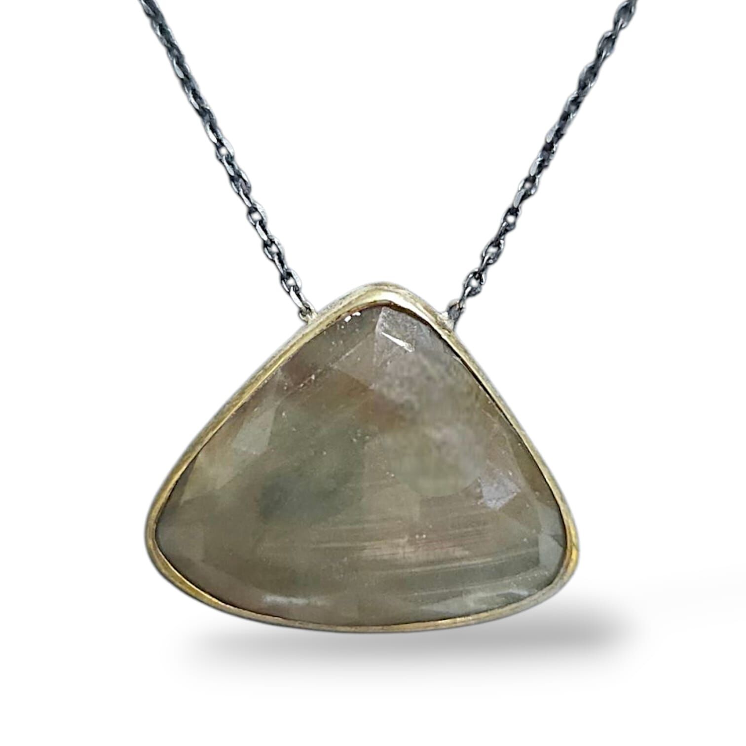 Sarı Safir Doğal Taş Gümüş Kolye