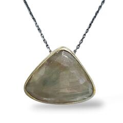 Sarı Safir Doğal Taş Gümüş Kolye