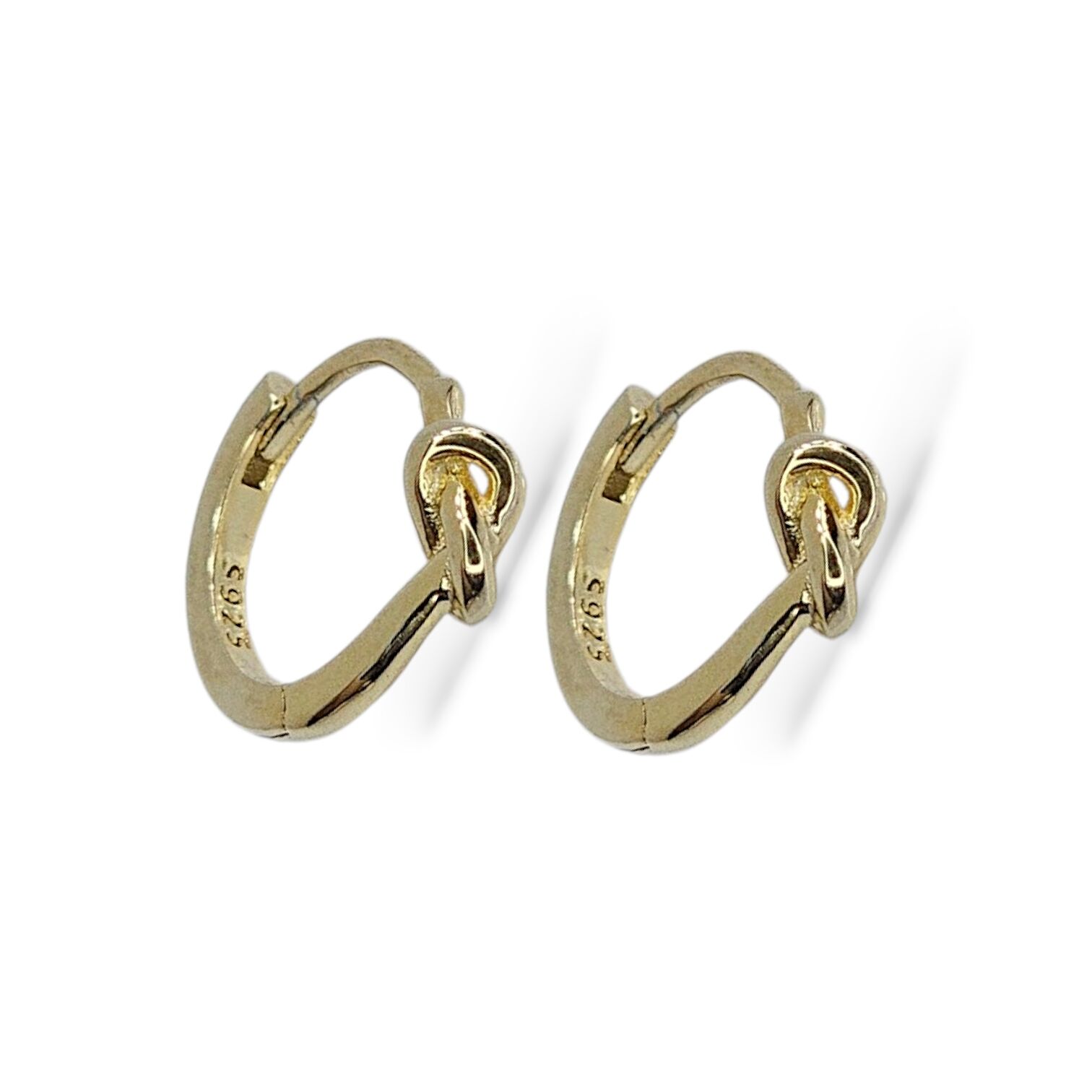 14K Altın Kaplama Düğüm Detay Kadın Gümüş Halka Küpe