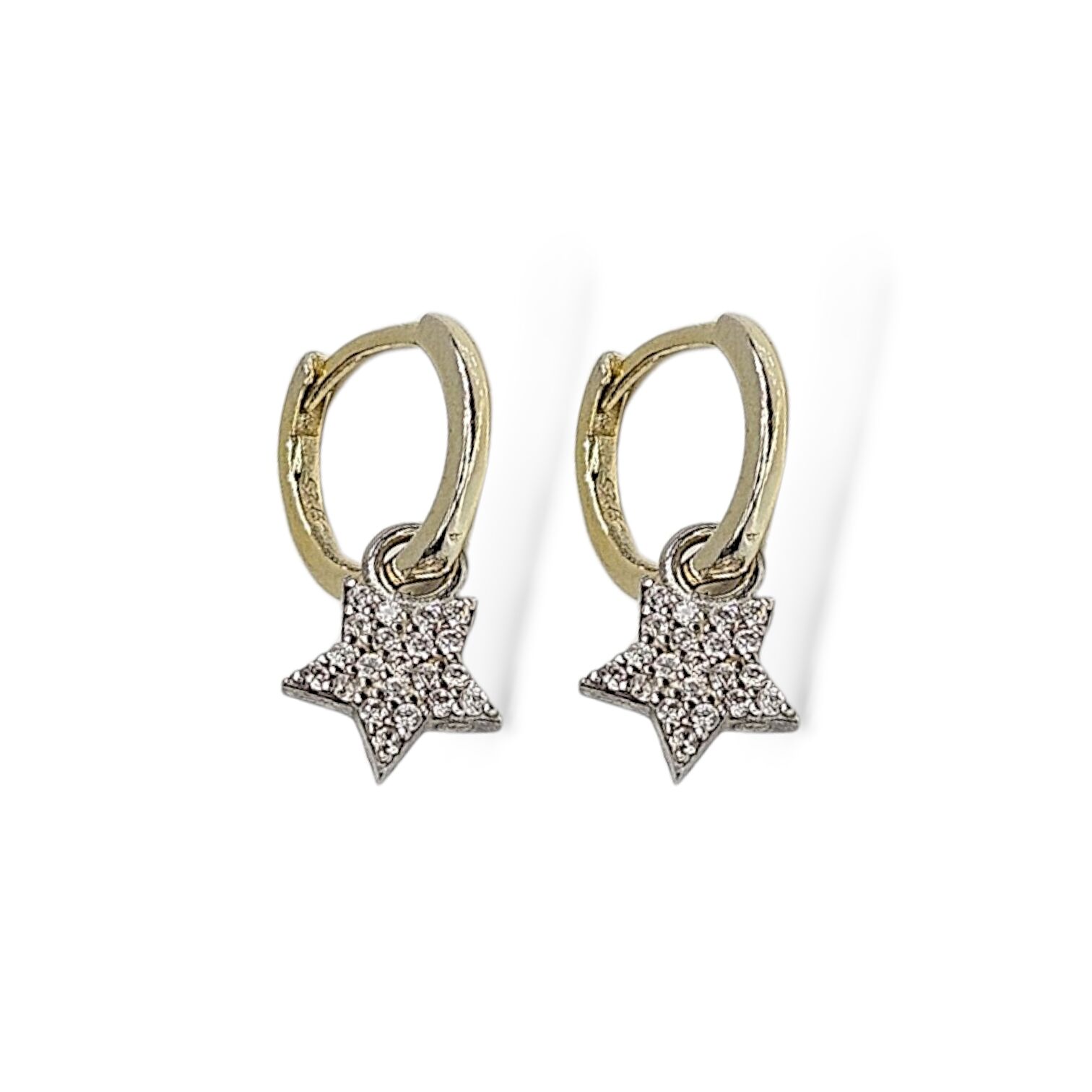 14K Altın Kaplama Yıldız Model Kadın Gümüş Halka Küpe