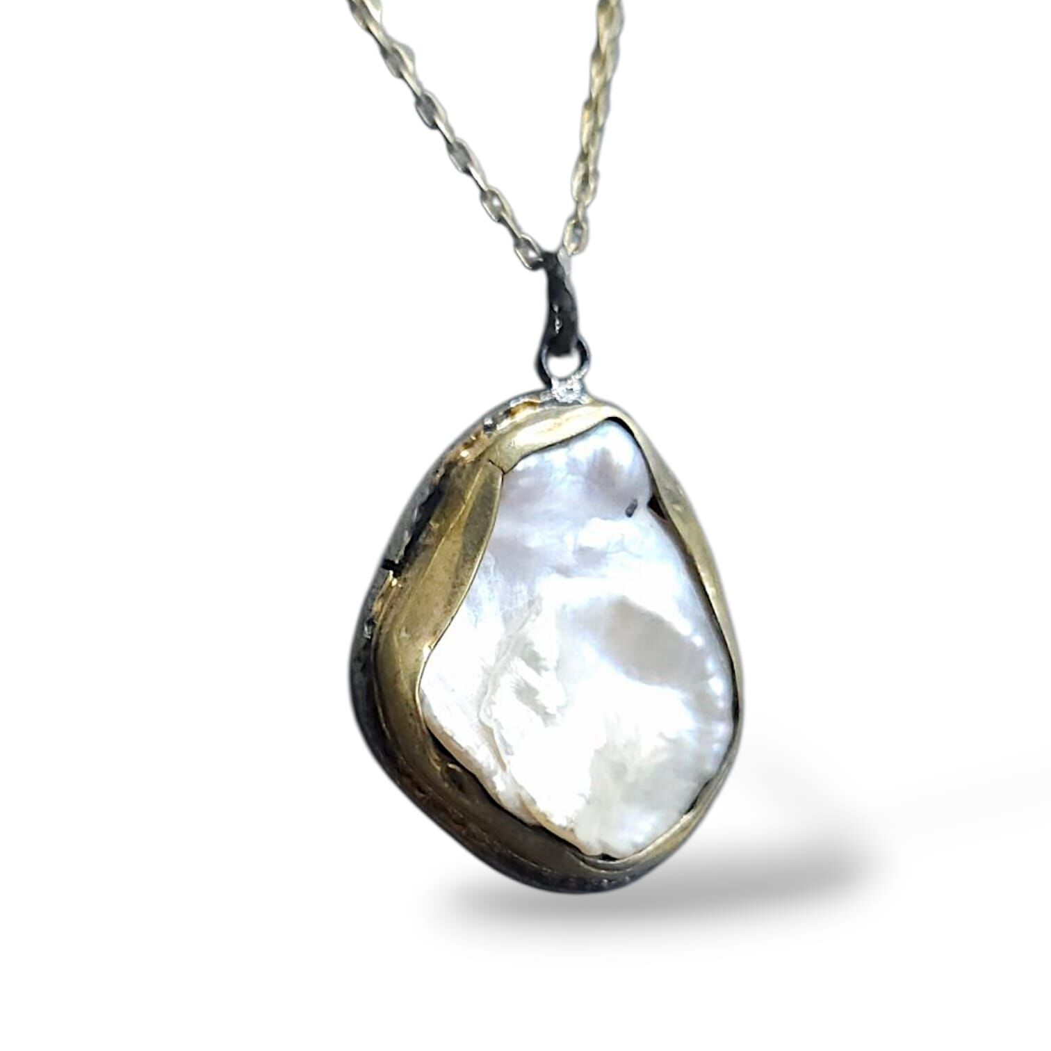 Barok Tarz Gümüş İnci Kolye