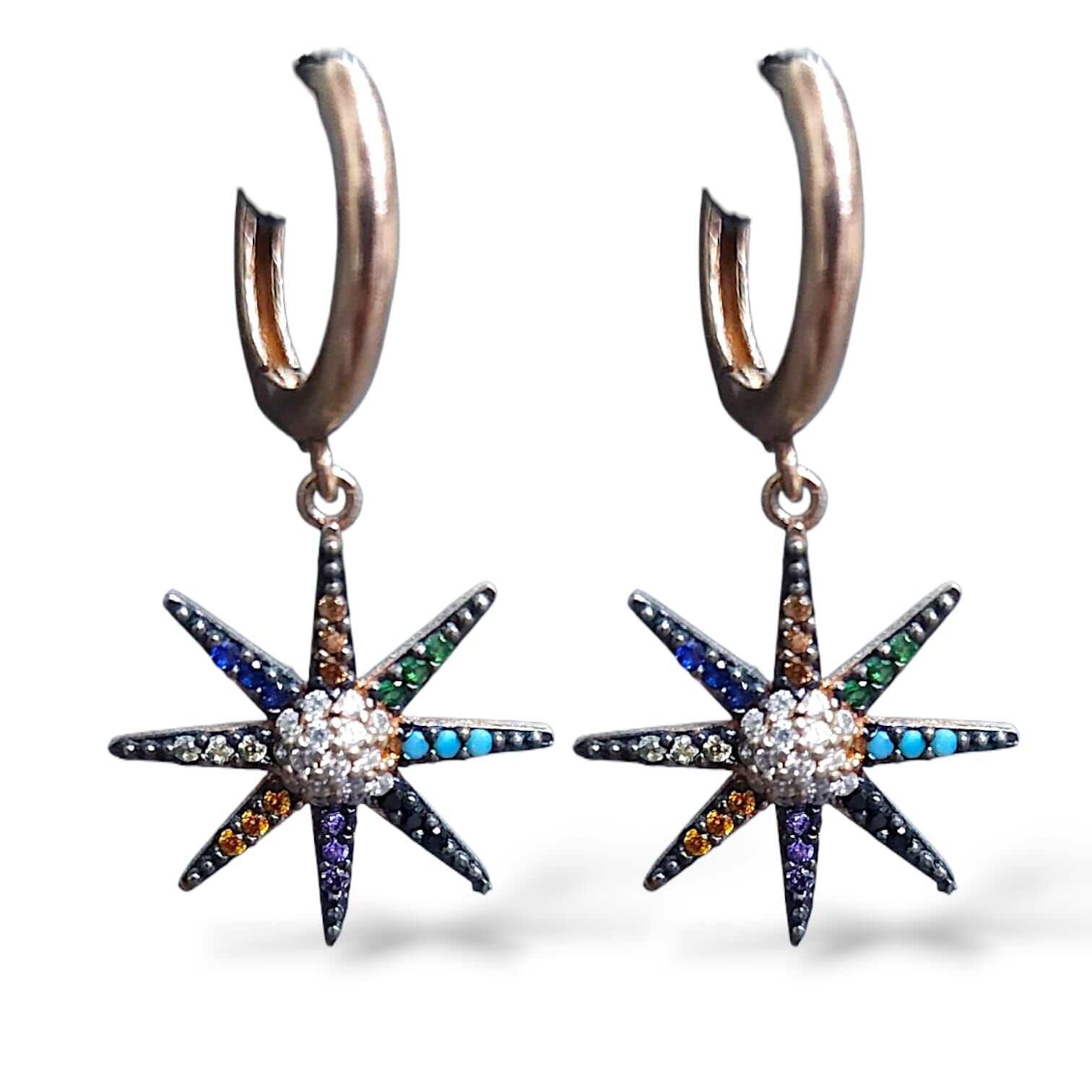 Renkli taşlı Gümüş Küpe