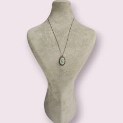 Doğal Taş Firuze Gümüş Kolye