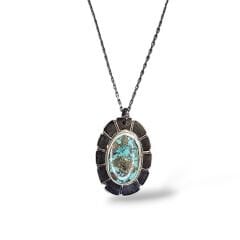 Doğal Taş Firuze Gümüş Kolye