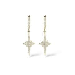 14K Altın Kaplama Kutup Yıldızı Model Kadın Gümüş Küpe