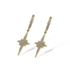 14K Altın Kaplama Kutup Yıldızı Model Kadın Gümüş Küpe