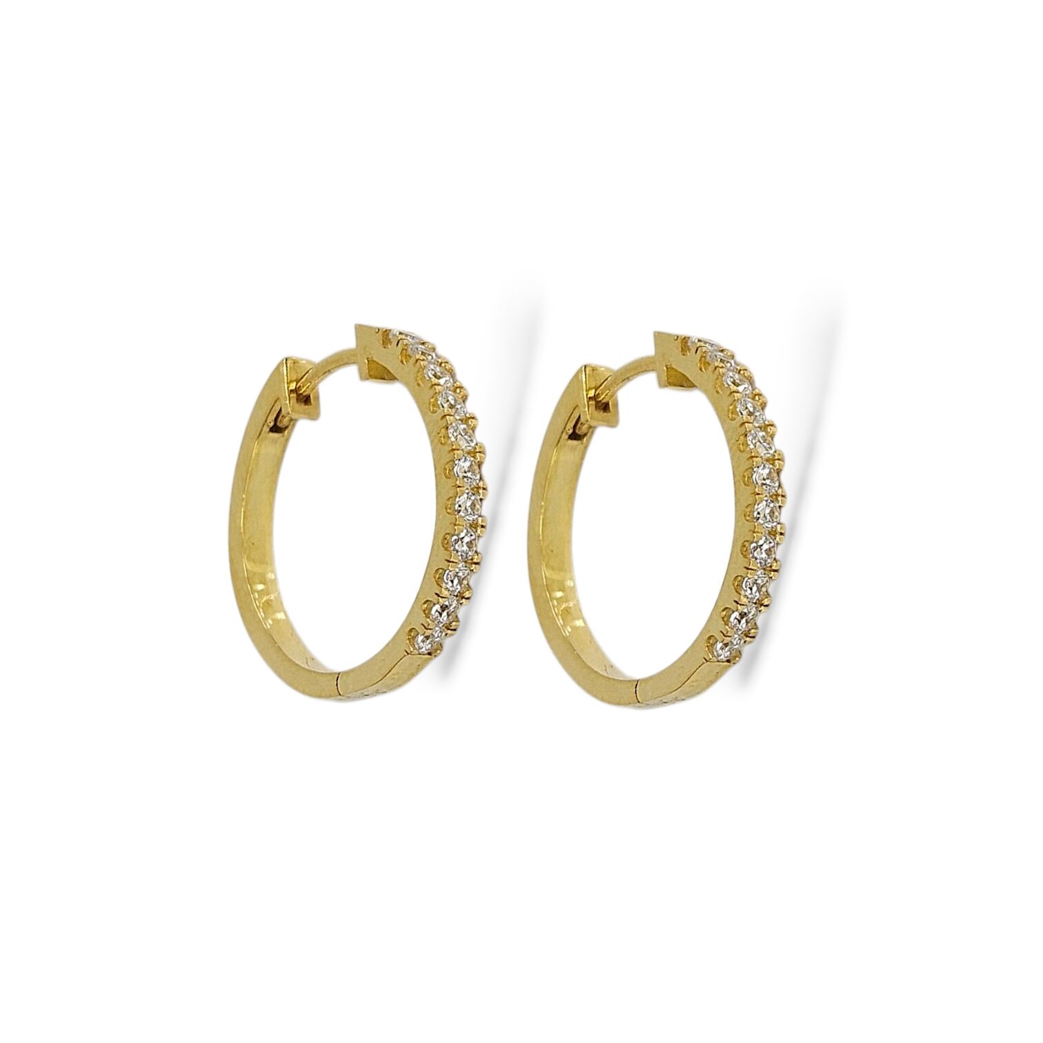 14K Altın Kaplama Zirkon Taşlı Kadın Gümüş Halka Küpe