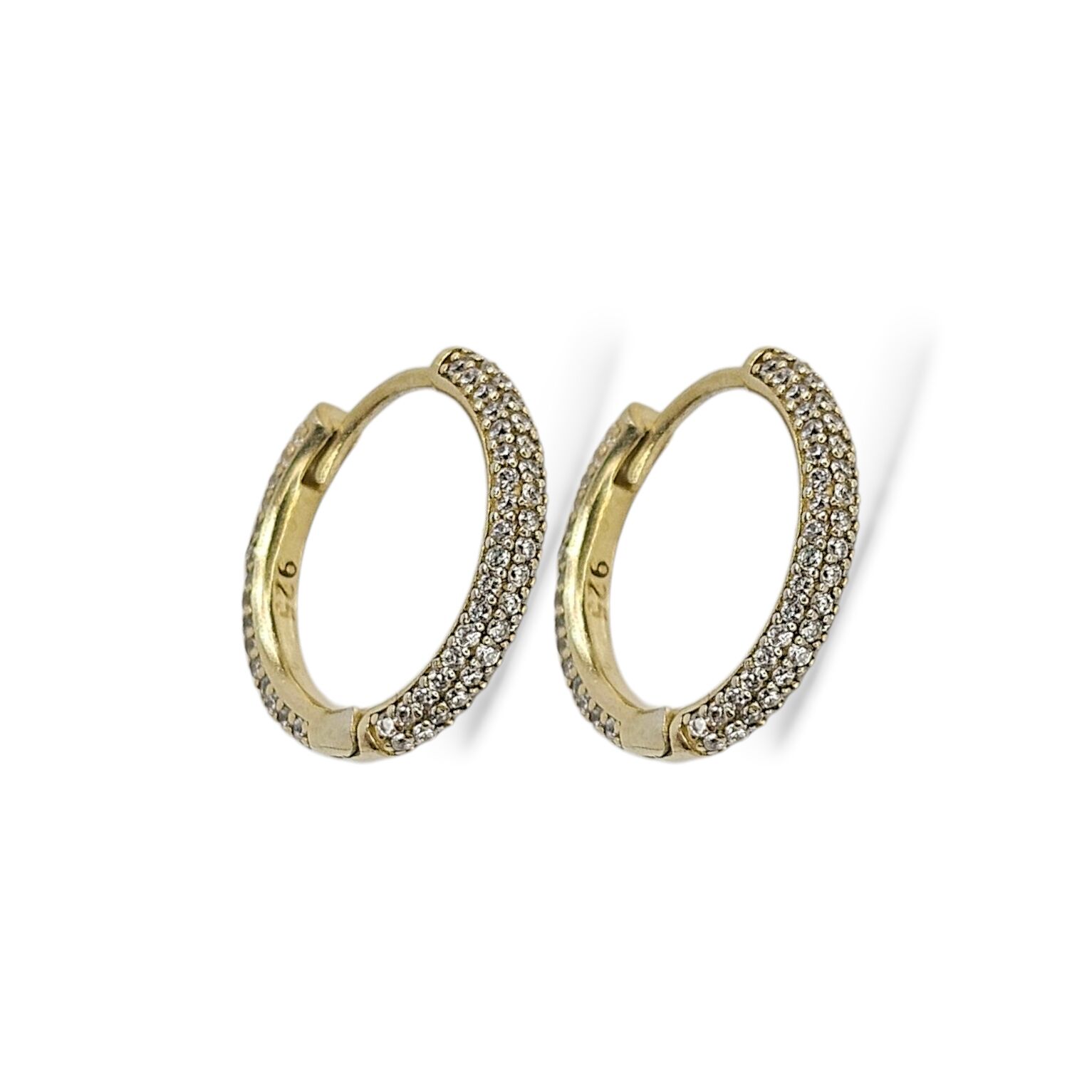 14K Altın Kaplama Zirkon Taşlı Kadın Gümüş Halka Küpe