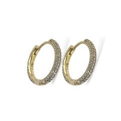 14K Altın Kaplama Zirkon Taşlı Kadın Gümüş Halka Küpe