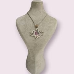 Yakut ve Zümrüt Taşlı Otantik Gümüş Kolye