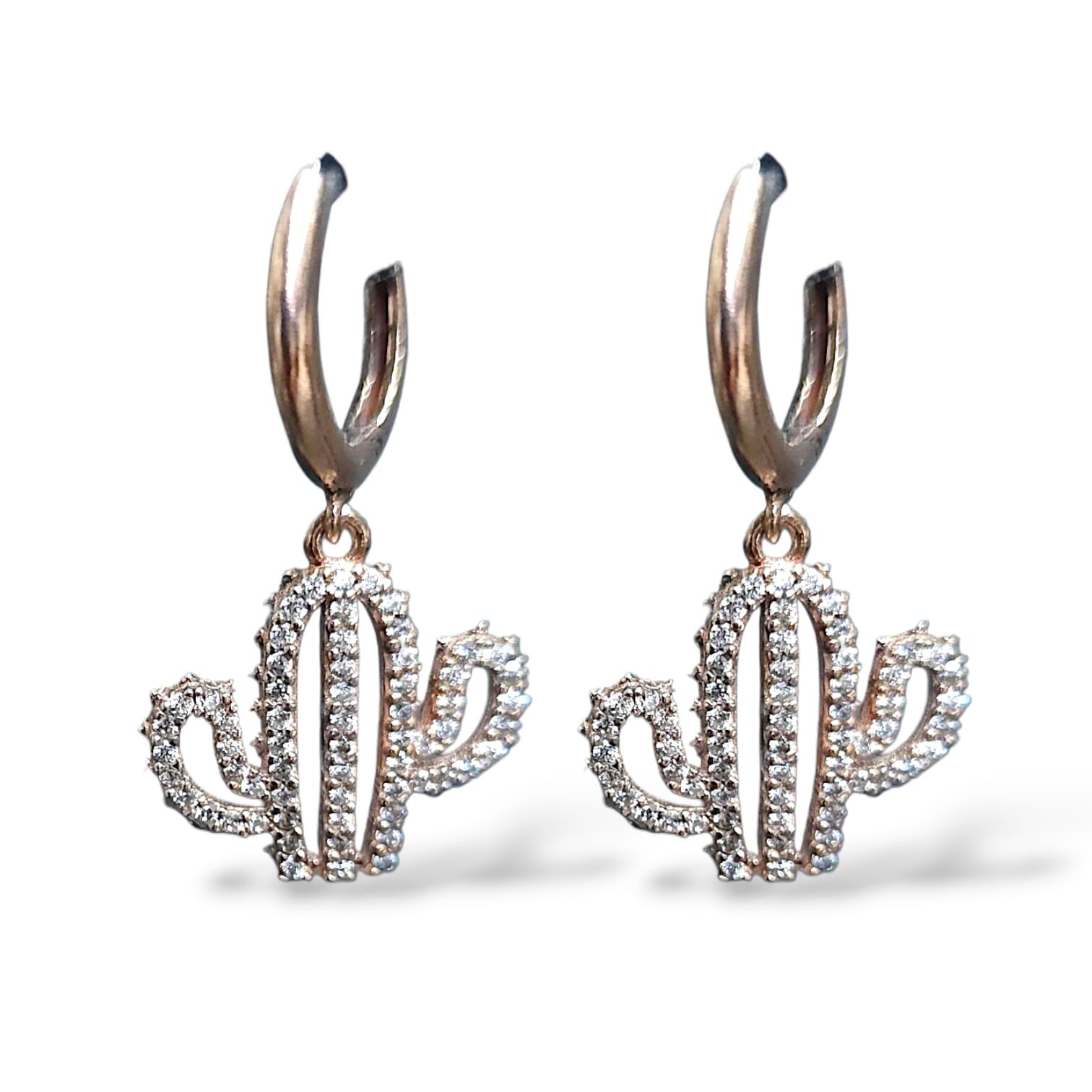 Zirkon taşlı Kaktüs Model Gümüş Küpe