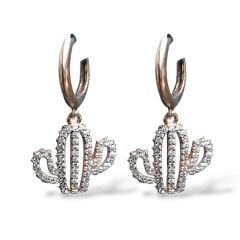 Zirkon taşlı Kaktüs Model Rose Kaplama Gümüş Küpe