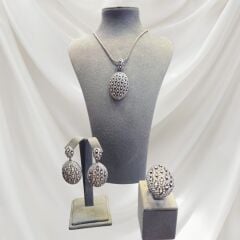 Zirkon Taşlı Otantik Gümüş Set
