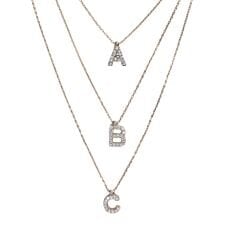 A Harfi Taşlı Rose Kaplama Kadın Gümüş Kolye