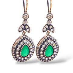 Zümrüt Yeşili Elmas Kesim Gümüş Set