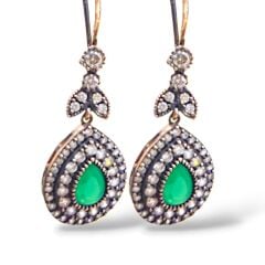 Zümrüt Yeşili Elmas Kesim Gümüş Set