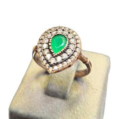 Zümrüt Yeşili Elmas Kesim Gümüş Set