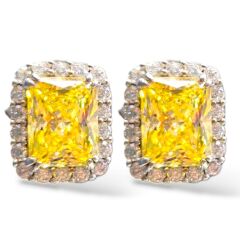 Baget Kesim Sarı Renk Kristal Zirkon Taşlı Gümüş Set