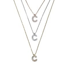 C Harfi Taşlı Kadın Gümüş Kolye