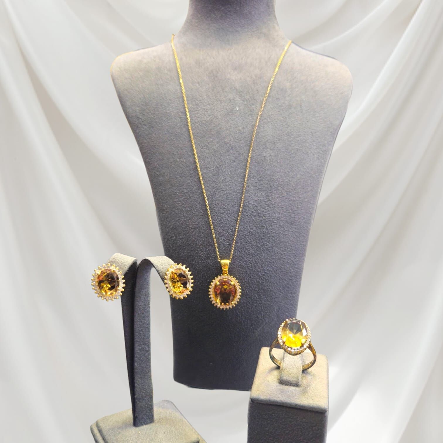 Oval Kesim Zultanit Zirkon Taş Gümüş Set