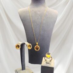 Oval Kesim Zultanit Zirkon Taş Gümüş Set